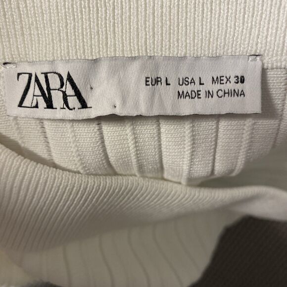 Zara Pleated Bell Skirt‎ Womens Large White 56% Nylon - Picture 5 of 6